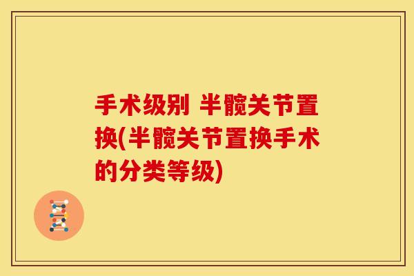 手术级别 半髋关节置换(半髋关节置换手术的分类等级)