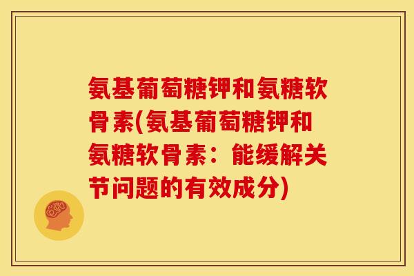 氨基葡萄糖钾和氨糖软骨素(氨基葡萄糖钾和氨糖软骨素：能缓解关节问题的有效成分)