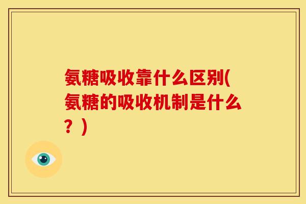 氨糖吸收靠什么区别(氨糖的吸收机制是什么？)