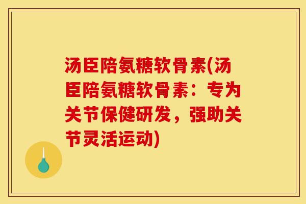 汤臣陪氨糖软骨素(汤臣陪氨糖软骨素：专为关节保健研发，强助关节灵活运动)