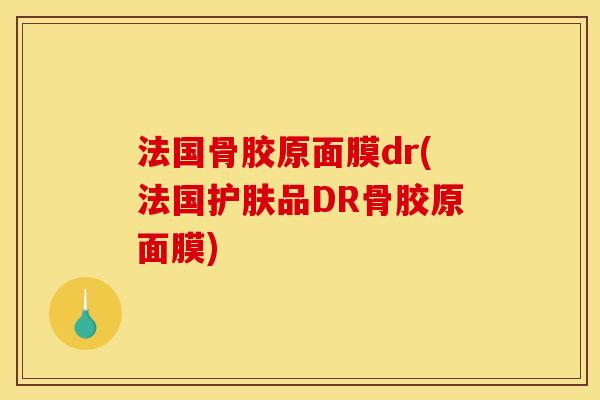 法国骨胶原面膜dr(法国护肤品DR骨胶原面膜)