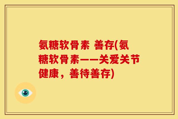 氨糖软骨素 善存(氨糖软骨素——关爱关节健康，善待善存)