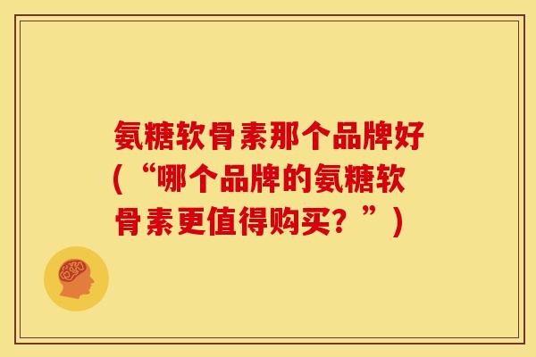 氨糖软骨素那个品牌好(“哪个品牌的氨糖软骨素更值得购买？”)