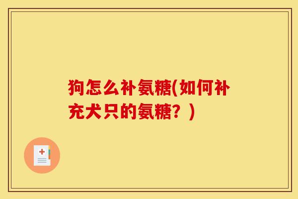狗怎么补氨糖(如何补充犬只的氨糖？)