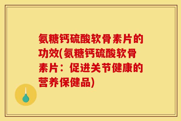 氨糖钙硫酸软骨素片的功效(氨糖钙硫酸软骨素片：促进关节健康的营养保健品)