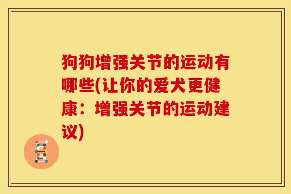 狗狗增强关节的运动有哪些(让你的爱犬更健康：增强关节的运动建议)