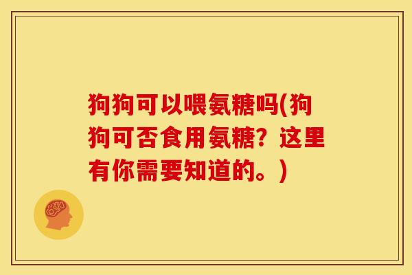狗狗可以喂氨糖吗(狗狗可否食用氨糖？这里有你需要知道的。)