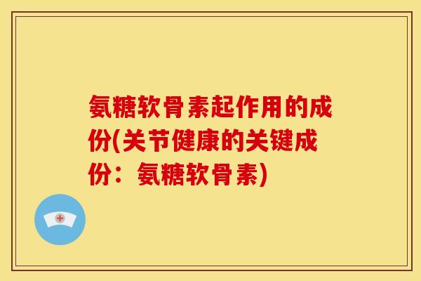氨糖软骨素起作用的成份(关节健康的关键成份：氨糖软骨素)