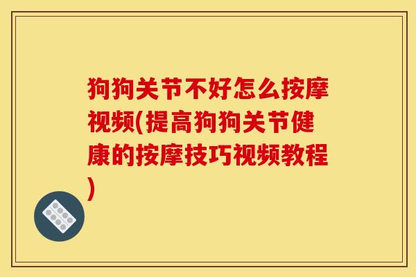 狗狗关节不好怎么按摩视频(提高狗狗关节健康的按摩技巧视频教程)
