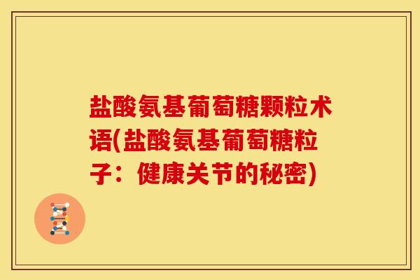 盐酸氨基葡萄糖颗粒术语(盐酸氨基葡萄糖粒子：健康关节的秘密)