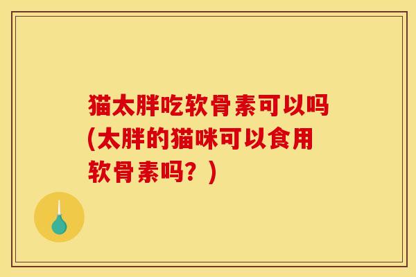 猫太胖吃软骨素可以吗(太胖的猫咪可以食用软骨素吗？)