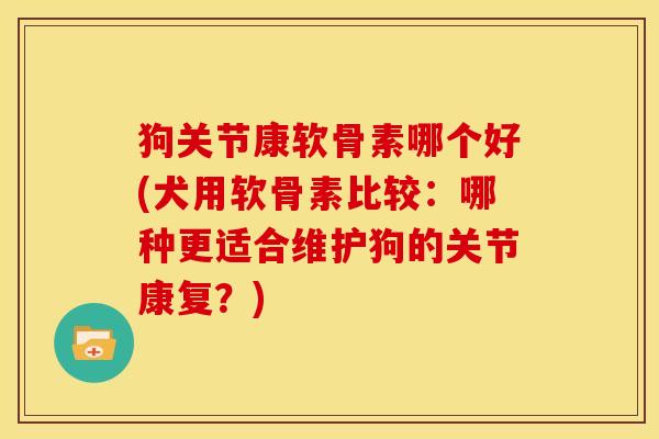 狗关节康软骨素哪个好(犬用软骨素比较：哪种更适合维护狗的关节康复？)