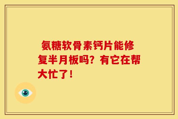  氨糖软骨素钙片能修复半月板吗？有它在帮大忙了！-第1张图片-关节骑士