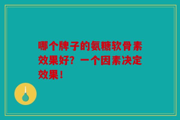 哪个牌子的氨糖软骨素效果好？一个因素决定效果！