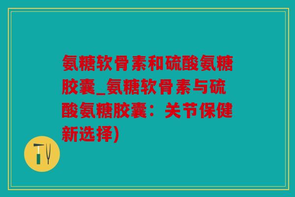 氨糖软骨素和硫酸氨糖胶囊_氨糖软骨素与硫酸氨糖胶囊：关节保健新选择)