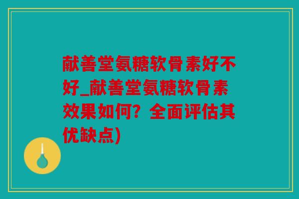 献善堂氨糖软骨素好不好_献善堂氨糖软骨素效果如何？全面评估其优缺点)
