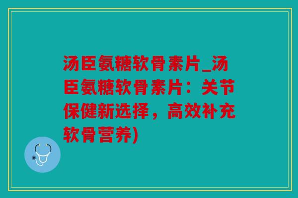 汤臣氨糖软骨素片_汤臣氨糖软骨素片：关节保健新选择，高效补充软骨营养)