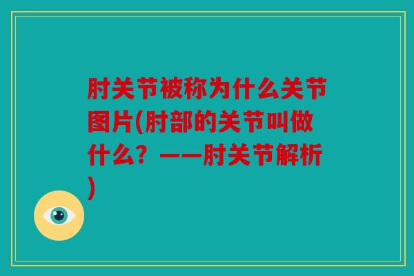 肘关节被称为什么关节图片(肘部的关节叫做什么？——肘关节解析)