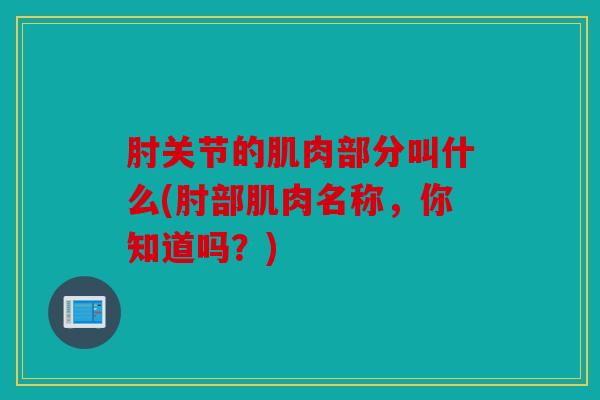 肘关节的肌肉部分叫什么(肘部肌肉名称，你知道吗？)