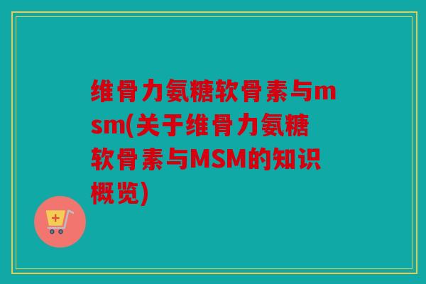 维骨力氨糖软骨素与msm(关于维骨力氨糖软骨素与MSM的知识概览)