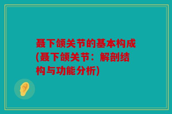 聂下颌关节的基本构成(聂下颌关节：解剖结构与功能分析)