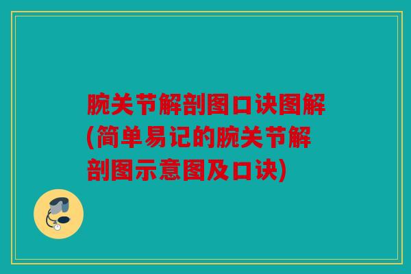 腕关节解剖图口诀图解(简单易记的腕关节解剖图示意图及口诀)