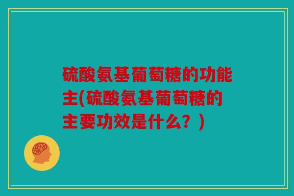 硫酸氨基葡萄糖的功能主(硫酸氨基葡萄糖的主要功效是什么？)