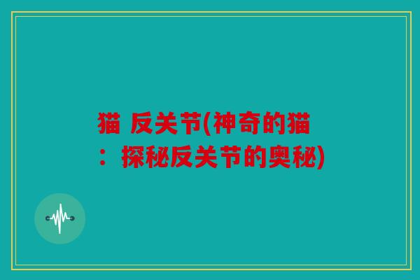 猫 反关节(神奇的猫：探秘反关节的奥秘)