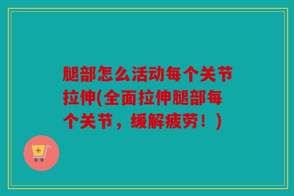 腿部怎么活动每个关节拉伸(全面拉伸腿部每个关节，缓解疲劳！)