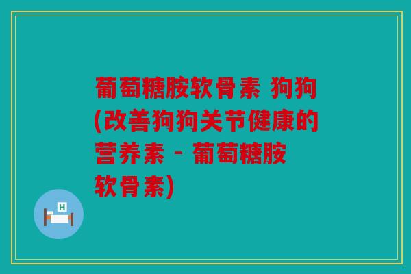 葡萄糖胺软骨素 狗狗(改善狗狗关节健康的营养素 - 葡萄糖胺软骨素)-第1张图片-关节骑士 葡萄糖胺软骨素 狗狗(改善狗狗关节健康的营养素 - 葡萄糖胺软骨素)-第1张图片-关节骑士