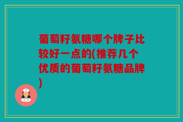 葡萄籽氨糖哪个牌子比较好一点的(推荐几个优质的葡萄籽氨糖品牌)