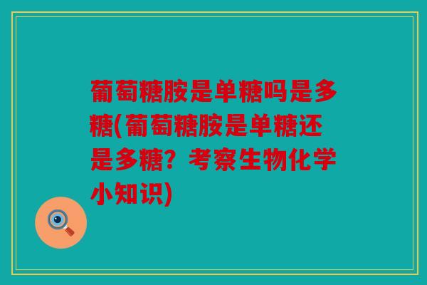 葡萄糖胺是单糖吗是多糖(葡萄糖胺是单糖还是多糖？考察生物化学小知识)