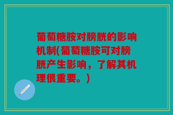 葡萄糖胺对膀胱的影响机制(葡萄糖胺可对膀胱产生影响，了解其机理很重要。)