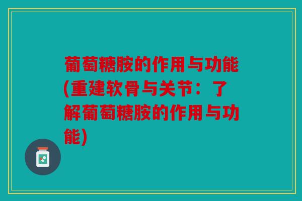 葡萄糖胺的作用与功能(重建软骨与关节：了解葡萄糖胺的作用与功能)