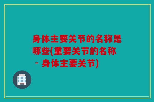 身体主要关节的名称是哪些(重要关节的名称 - 身体主要关节)