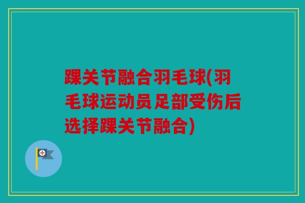 踝关节融合羽毛球(羽毛球运动员足部受伤后选择踝关节融合)