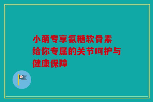 小萌专享氨糖软骨素 给你专属的关节呵护与健康保障