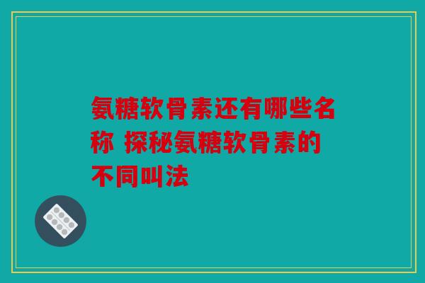 氨糖软骨素还有哪些名称 探秘氨糖软骨素的不同叫法-第1张图片-关节骑士 氨糖软骨素还有哪些名称 探秘氨糖软骨素的不同叫法-第1张图片-关节骑士