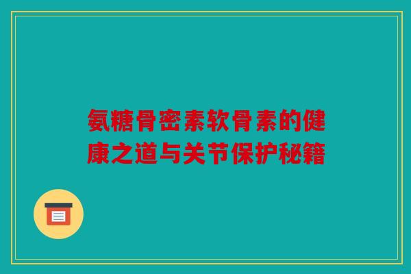 氨糖骨密素软骨素的健康之道与关节保护秘籍