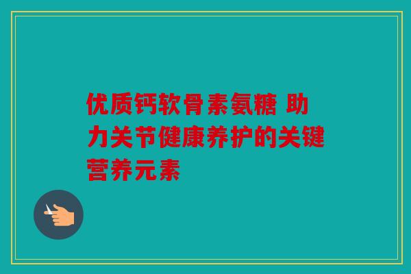 优质钙软骨素氨糖 助力关节健康养护的关键营养元素-第1张图片-关节骑士