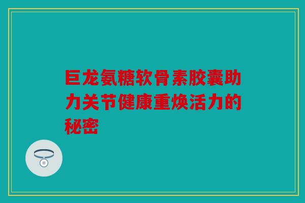 巨龙氨糖软骨素胶囊助力关节健康重焕活力的秘密