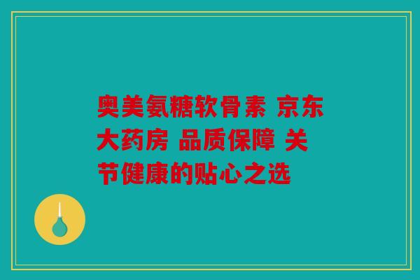 奥美氨糖软骨素 京东大药房 品质保障 关节健康的贴心之选