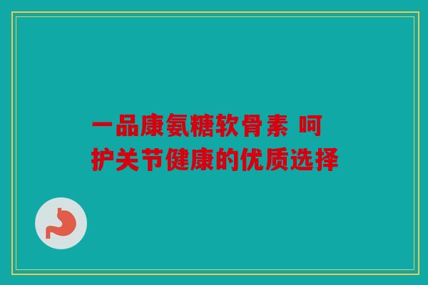 一品康氨糖软骨素 呵护关节健康的优质选择