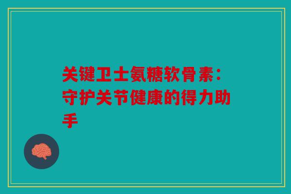 关键卫士氨糖软骨素：守护关节健康的得力助手