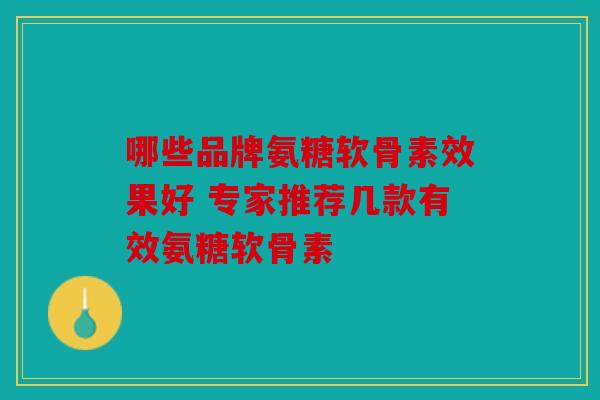 哪些品牌氨糖软骨素效果好 专家推荐几款有效氨糖软骨素