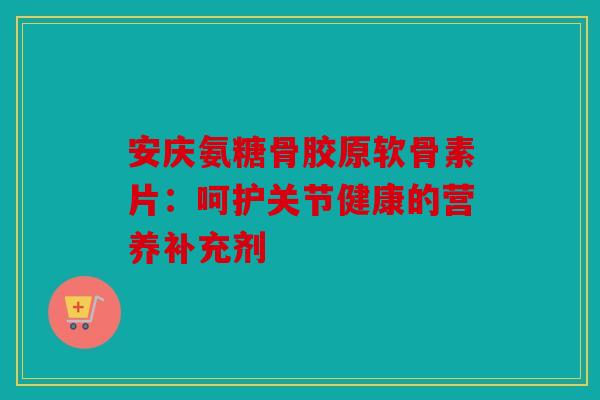 安庆氨糖骨胶原软骨素片：呵护关节健康的营养补充剂