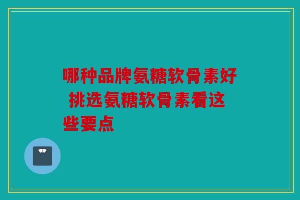 哪种品牌氨糖软骨素好 挑选氨糖软骨素看这些要点