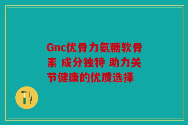 Gnc优骨力氨糖软骨素 成分独特 助力关节健康的优质选择