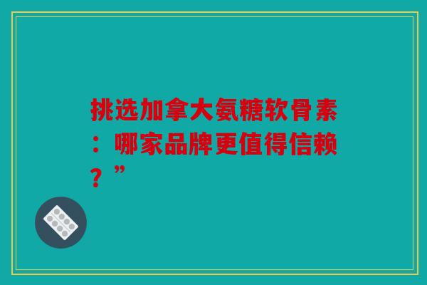 挑选加拿大氨糖软骨素：哪家品牌更值得信赖？”