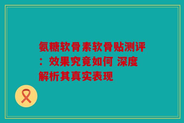 氨糖软骨素软骨贴测评：效果究竟如何 深度解析其真实表现-第1张图片-关节骑士